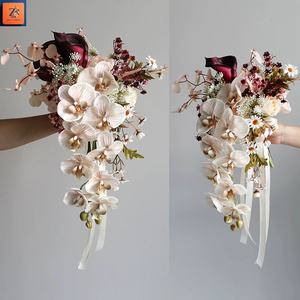 ZIKE <span class=keywords><strong>Bouquet</strong></span> <span class=keywords><strong>de</strong></span> <span class=keywords><strong>mariée</strong></span> artificiel à main, effet cascade, très populaire - Product Image 3
