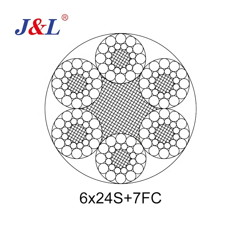 Julisling 6*24S + 7FC 6 * 65FNS + FC أسلاك الفولاذ المجلفنة حبل