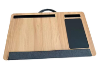 Plateau pour ordinateur portable pliable et portable, multifonctionnel, en métal et MDF, avec coussin réglable, support de téléphone et surface en PVC