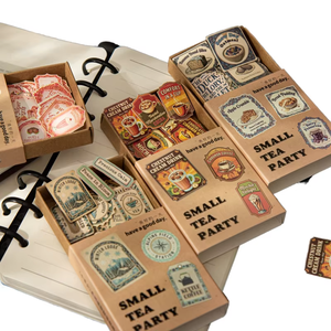 50 Adesivos por Caixa Série Festa do Chá Mini Etiquetas em Caixa Adesivos com Designs de Estilo de Vida e Café - Product Image 1