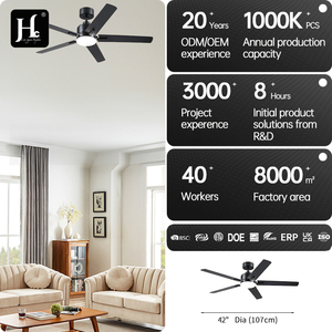 Ventilateur de plafond industriel encastré noir de haute qualité à 5 pales avec ventilateur intégré - Product Image 4