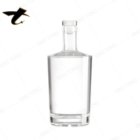 Bouteille de vin en verre transparent avec bouchon à couronne, capacité 500 ml, 700 ml, 750 ml, bouteille vide ronde pour liqueur/vodka