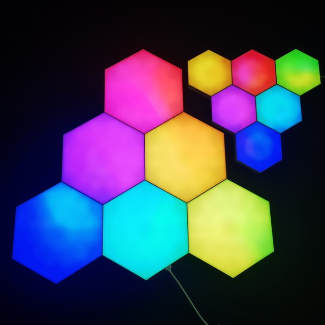 2026Aoying RGB Touch LED Wall Light Smart Home Hexagon Panels Lights with Remote Control