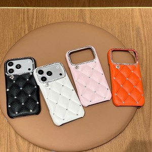 เคสโทรศัพท์มือถือหนังลายข้าวหลามตัดประดับคริสตัลเพชรหรูหรา สำหรับสาวๆ รุ่น iPhone 17 Pro Max 16 15 14 13 ผลิตจากโรงงาน OEM - Product Image 1