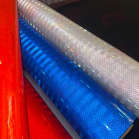 Cinta Reflectante PET de Alta Visibilidad, Material de Película Reflectiva Tipo Reflector en Rollo de Vinilo Adhesivo para Seguridad Vial
