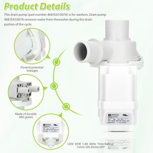 ปั๊มระบายน้ำสำหรับเครื่องซักผ้า4681EA1007A DP040-012ปั๊มระบายน้ำสำหรับเครื่องซักผ้า L-G เปลี่ยน WH23X10020 5859EA1004G 5859EA1004F 5859EA1004P - Product Image 2
