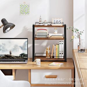 Multi Layer <b>Kitchen</b> Spice <b>Rack</b> 3 Tiers Standing Type Wood Metal Frame Storage Organizer For Spices Cosmetics Desk Use - Product Image 4