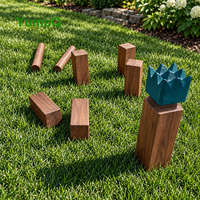 Set Permainan Kubb Kayu Karet/Pinus Grosir YumuQ, Catur Viking, Permainan Lempar Luar Ruangan untuk Anak-anak dan Dewasa