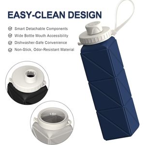 Bottiglia d'acqua pieghevole in Silicone leggero Premium 20.6oz portatile da viaggio riutilizzabile a tenuta stagna e pieghevole - Product Image 5