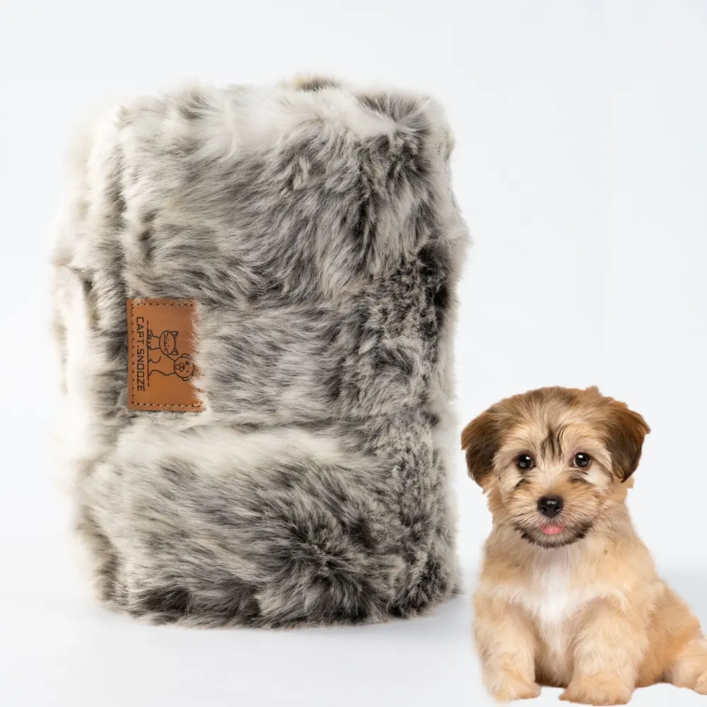 Faux Vegan Fur Blanket Cozy Water Resistant Cozy Pet Calming Cat Bed Waterproof Puppy Throw Cover Anti-Odor Pet Dog Blanket