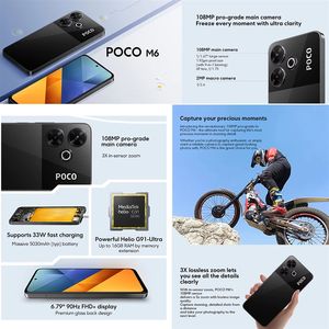 Teléfono Inteligente <span class=keywords><strong>POCO</strong></span> M6 8GB+<span class=keywords><strong>256</strong></span> <span class=keywords><strong>5G</strong></span> con Huella Dactilar Lateral de 6.79 Pulgadas para HyperOS MediaTek Helio G91-Ultra Octa Core - Product Image 2