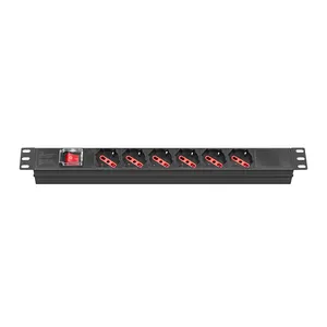 Factory Price Italy type PDU 6 Ways outlets Vertical Mounting Rack PDU Socket With On Off Switch power distributor