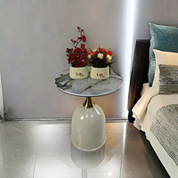 Mesa de Centro Pequeña de Piedra Microcristalina, Estilo Chino Vintage, Estructura de Acero de Lujo, Muebles de Sala de Estar sin Marco, para Casa de Huéspedes