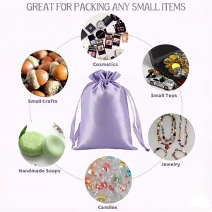 Sacs à bijoux en satin avec cordon de serrage, personnalisés avec logo, en soie luxueuse, pour emballage et rangement - Product Image 3