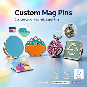 Pins magnétiques personnalisés à conception gratuite, épingles à revers en émail à longue tige, badges de chapeau en métal avec logo d'entreprise sur mesure, fabricant en gros - Product Image 1