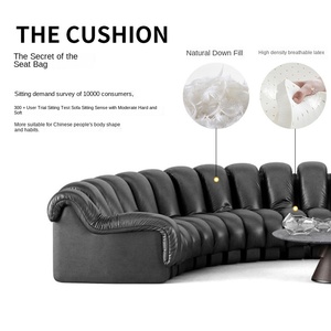 Canapé en cuir véritable en forme de S incurvé, cuir de serpent italien, design moderne, combinaison modulaire, ensemble de salon - Product Image 5