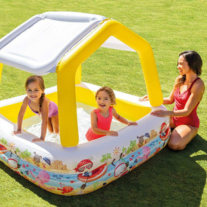 Inflatable Swimming Pool 180cm Outdoor Childrens Wading Pool With Sunshade For Home Lawn Play - Product Image 1