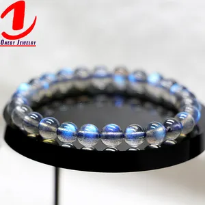 High quality Wholesale bulk fashion natural gemstone 7A labradorite bracelet crystal chip bracelet natural stone bracelet