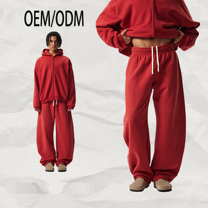 Pantalon de jogging ample et empilé pour homme, coupe large, vintage, avec cordon de serrage, en molleton épais de haute qualité - Product Image 3