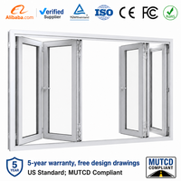 Fenêtre pliante en aluminium standard pour cloison intérieure de bureau, système de fenêtre pliante manuelle haute résistance