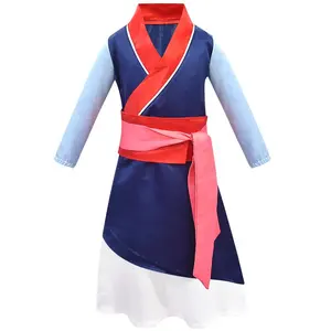 enfants costume général Suppliers-Costume de cosplay Hua Mulan, nouveau costume d'halloween, pour enfants, large, style chinois, jupe de costume