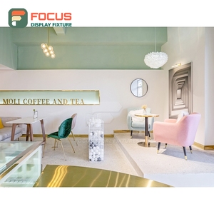 High Capacity Cafe Service <b>Counter</b> Tempered Glass Panel Cup Lid Condiment Zone Front Service <b>Counter</b> - Product Image 3