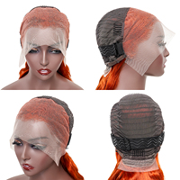 Siap Kirim Harga Pabrik Murah Wig Lace Front 13x4 Warna Ginger Orange 100% Rambut Asli Brasil Untuk Wanita Kulit Hitam Grosir