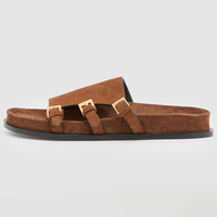 Sandales à plateforme en daim personnalisées avec bride à boucle pour femmes, vente en gros, grandes tailles, couleur marron beige, chaussures de plage d'été