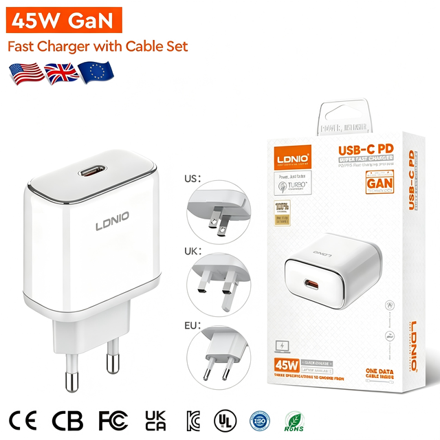 Wholesale LDNIO Q1415 45W GaN Charger PD3.0 PPS Quick Travel Fast Charger 45W Type c Mobile Phone Chargers
