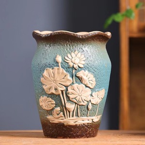 Vente en gros directe usine <span class=keywords><strong>de</strong></span> pots <span class=keywords><strong>de</strong></span> fleurs créatifs faits main extra-larges en céramique <span class=keywords><strong>de</strong></span> type 'Old Trunk' au réactionnement au four, respirants et économiseurs d'eau - Product Image 1