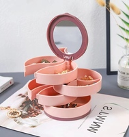 Boîte à bijoux rotative à quatre étages, boîte d'emballage pour bijoux, accessoires, organisateur de bijoux, boîte de rangement avec miroir