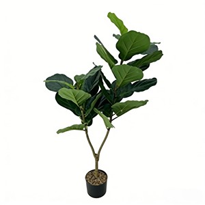 ต้นไม้ประดิษฐ์สีเขียวในกระถางพร้อมของตกแต่งใบต้นไทรสำหรับวางบนพื้นห้องนั่งเล่น - Product Image 1