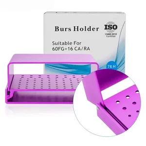 1 pièce Boîte de rangement et support de nettoyage pour fraises dentaires à 76 trous, autoclavable et stérilisable, pour fraises diamantées et bloc de désinfection - Product Image 4