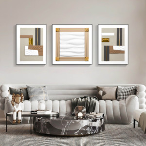 Peinture moderne simple décoration murale peinture abstraite triptyque peintures suspendues pour hôtel - Product Image 2