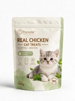 Sachet Doypack refermable finition mate avec barrière en aluminium pour friandises pour chats sans céréales, recette poulet, emballage de vente au détail pour aliments pour animaux de compagnie