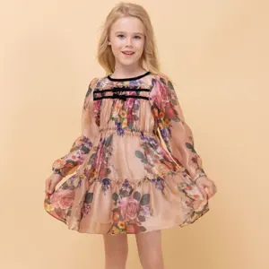 Stilnyashka 23725-3 Rose Print Pink children's clothing,Summer kids clothing wholesale,Kids flower girls dresses