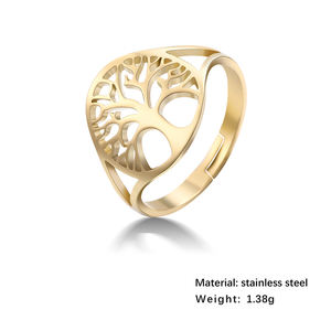 Stile Europeo Gioielli in Acciaio Inossidabile Commercio All'ingrosso di Retro Lustro Oro Argento Oro Rosa <span class=keywords><strong>Albero</strong></span> <span class=keywords><strong>Della</strong></span> <span class=keywords><strong>Vita</strong></span> Scavato-Out <span class=keywords><strong>Anello</strong></span> Regolabile - Product Image 6