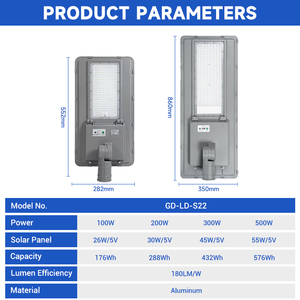 Lámpara Solar LED para Exteriores, Impermeable IP65, de Aluminio, SMD Integrado, 100w 200w 300w 500w, Todo en Uno, la Más Popular - Product Image 2
