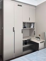 Armoire en bois sur mesure et bureau d'angle avec étagère de style minimaliste pour chambre à coucher