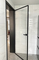 Porte coulissante en verre en alliage d'aluminium étanche, design moderne, taille personnalisée, surface finie, bien scellée, pour chambre d'hôtel, garantie 5 ans