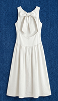 Robe midi sans manches pour femme, dos ouvert, détail nœud, couleur unie, été, fabricant OEM ODM, fournisseur, vente en gros