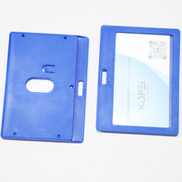 Porte-badge coulissant en plastique rigide bleu pour cartes de visite, sans fermeture, étui protecteur horizontal