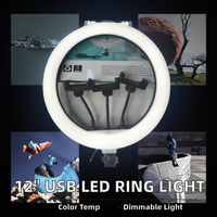 Mini anneau lumineux LED USB 3 couleurs à intensité variable 12 pouces pour Vlog et maquillage, éclairage photographique