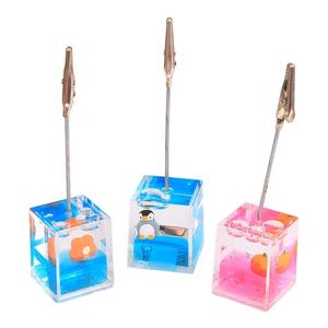 Clip de message en acrylique de haute qualité, base en acrylique, poisson 3D flottant, rempli d'huile, clip de bureau pour photos, messages, cartes de visite - Product Image 2