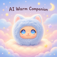 Peluche IA Mignonne avec Yeux Lumineux, Compagnon Émotionnel, Animal en Peluche Interactif 4G ESIM avec Chat Vocal, Cadeau pour Enfant 10cm, 5-7 Ans