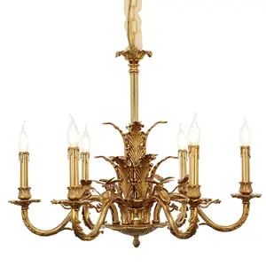 传统客厅奢华装饰复古发光二极管黄铜吊灯铜吊灯
