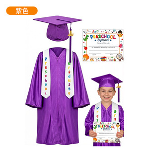 Ensemble de robe de remise de diplôme pour enfants d'âge préscolaire avec toque, écharpe et diplôme, pour les enfants de 4 ans et plus, couleur marron - Product Image 4