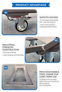 Groothandel OEM zware-duty stalen frame opvouwbare stoelkar met 2 richtingswielen voor het vervoeren van opvouwbare stoelen - Product Image 3