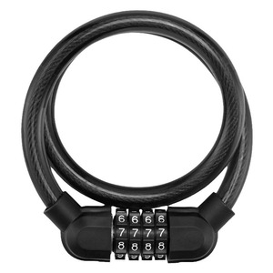 Yueli Bicycle <b>Lock</b> Steel <b>Cable</b> 60cm 1cm Diameter Four Digit Combination Portable <b>With</b> Bracket Blue - Product Image 2