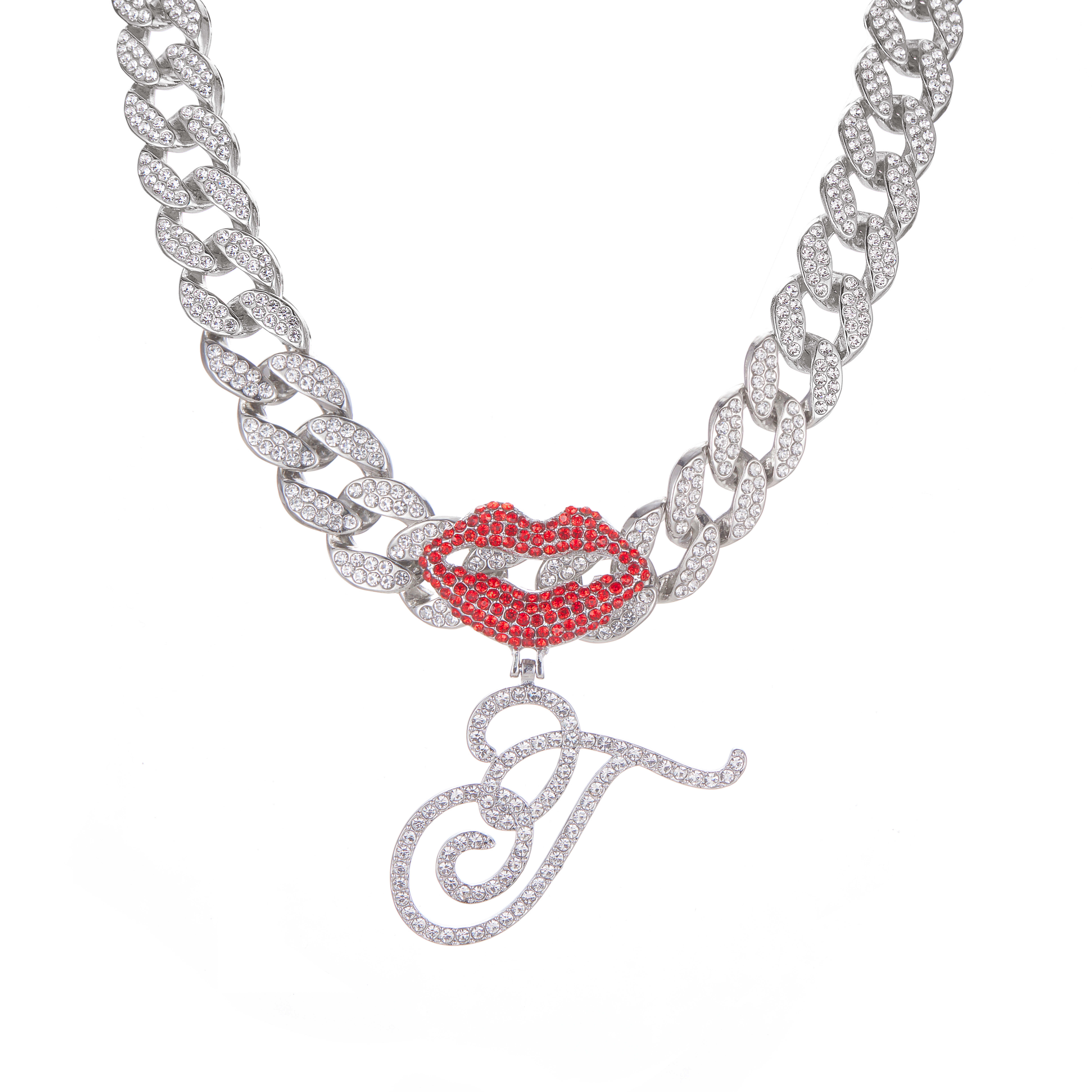 Bleu avec chaîne coeur argent